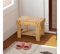Levede Bamboo Stool Footrest Bathroom Shower Stool Bench Shoe Rack Seat