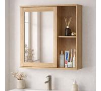 Levede Bathroom Mirror Cabinet Wall Mounted Cupboard With Storage Shelf Oak