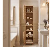 Levede Bathroom Storage Cabinet Hallway Tall Cupboard Adjustable Shelf Oak in Brown Levede Brown