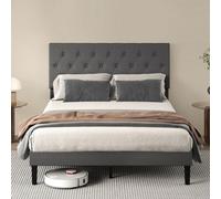 Levede Bed Frame Double Upholstered Linen Fabric Soft Foam Headboard Wooden