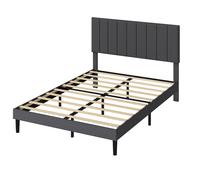 Levede Bed Frame Upholstered Foam Headboard Soft Linen Fabric Wooden Slat in Grey | Size: Double Levede Grey Double
