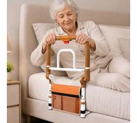 Levede Bed Rail Foldable 2 Handle Adjustable Height Non-Slip Grip Orange Levede Orange