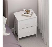 Levede Bedside Table 2 Fabric Drawer Nightstand Shelf Storage Cabinet in White Levede White