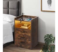Levede Bedside Table Nightstand USB Charger Outlet RGB LED 3 Drawers Storage in Bright Green Levede Bright Green