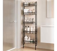 Levede Behind Door Storage Rack Narrow 5-Tier Bathroom Shelves Steel Black