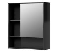 Levede Black Wooden Bathroom Wall Mounted Mirror Cabinet Storage Open Shelf Levede Black