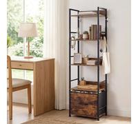 Levede Bookcase Drawer 5 Tier Slim Book Shelf Storage Unit Living Room Brown