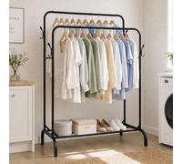 Levede Clothes Rail Heavy Duty 2 Rods Carbon Steel Rack Shelf Bedroom Black Levede Black