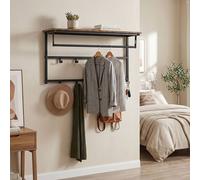 Levede Coat Rack Wall Mounted 10kg Wooden Shelf Hooks Hanger Metal, Brown | Size: 800mm Levede Brown 800mm