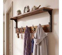 Levede Coat Rack Wall Mounted Shelf 7 Hooks Wooden Entryway Storage Brown | Size: 700mm Levede Brown 700mm