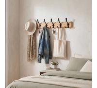 Levede Coat Rack Wall Mounted with Hooks Space Saving Bamboo Hallway Black in Natural Levede Natural