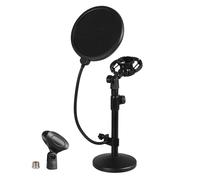Levede Desktop Microphone Stand Adjustable Desk Pop Filter Shock Mount in Black Levede Black