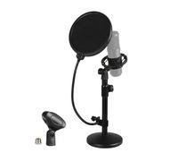 Levede Desktop Microphone Stand Kit, Adjustable All-in-One Mic Stand with Double-Layer Pop Filter & Shock Mount, Heavy Duty Metal Base, 3/8" to 5/8" Adapter, for Podcast, Recording, Streaming