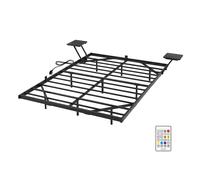 Levede Double Bed Frame Floating with Storage Shelf RGB Lights Metal Black Levede Black Double