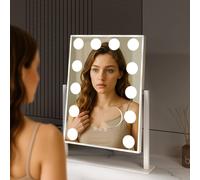 Levede Emitto LED Hollywood Makeup Vanity Mirror Dimmable 3 Colour Lights in White Levede White