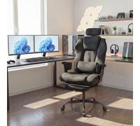 Levede Ergonomic Office Chair Suede Fabric Wide Seat Recline Footrest