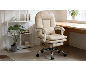 Levede Ergonomic Reclining Office Chair with Footrest : Levede Big Tall High Back Heavy Duty PU Recliner Executive Chair