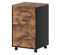 Levede File Cabinet Mobile Filing Cabinet Office with Wheels 3 Drawers Walnut