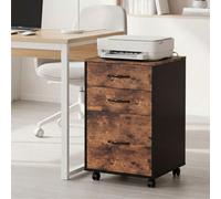 Levede File Cabinet Mobile Filing Cabinet Office With Wheels 3 Drawers Walnut