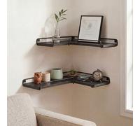 Levede Floating Shelves Set Of 2 L-Shaped Corner Shelves Wall Mounted Black