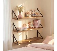 Levede Floating Shelves Wall Mounted Book Shelves For Wall Set Of 3 Natural