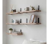 Levede Floating Shelves Wood Wall Mounted Shelf Rustic Set Of 5 Light Brown