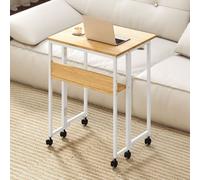 Levede Foldable Computer Desk Folding Table With Shelf Wheels For Small Space