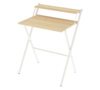 Levede Foldable Computer Desk Office Study Workstation with Monitor Shelf in Light Oak Levede Light Oak