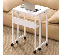 Levede Folding Computer Desk Extandable Table With Wheels Storage Shelf