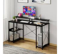 Levede Gaming Desk Computer Table with Monitor Shelf Power Outlets RGB Light in Brown Levede Brown