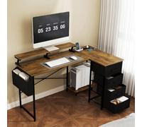 Levede Gaming Desk L Shaped With Usb Charging Port Power Outlet Walnut Color
