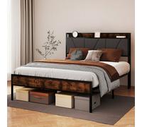 Levede Heavy Duty Double Bed Frame Metal Platform Storage Headboard 4.4Ft