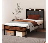 Levede Heavy Duty Single Bed Frame Metal Platform With Storage Headboard 3Ft