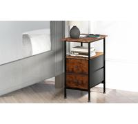 Levede Industrial Charging Side Table with USB Ports and Drawers