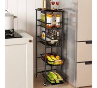 Levede Kitchen Organizer Cart Metal Storage Baskets Wheels Pull-Out Drawer in Black Levede Black