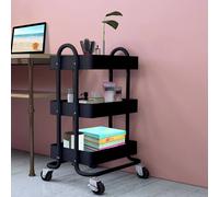 Levede Kitchen Trolley Cart 3 Tiers Storage Rack Steel Shelf Organiser Wheels in Black Levede Black