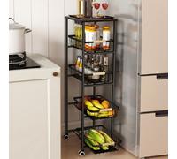 Levede Kitchen Trolley Cart Steel Heavy Duty Floor Storage Rack With Pull Out Basket