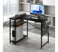Levede L-Shaped Gaming Computer Desk 2 Storage Shelves Home Office Corner in Black Levede Black