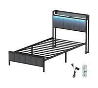 Levede Led Ottoman Bed Frame with Storage Upholstered Single Double King USB - 3FT Single