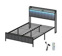 Levede Led Ottoman Bed Frame with Storage Upholstered Single Double King USB - 4FT6 Double