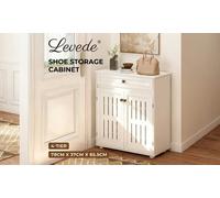 Levede Louvre Shoe Storage Cabinet: 4 Tier - White