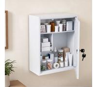Levede Medicine Storage Box,lockable 3-Tier Wall Cabinet,alloy Steel,white