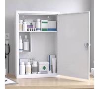 Levede Medicine Storage Box, Lockable 3-Tier Wall Cabinet, Alloy Steel, White Levede White