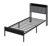 Levede Metal Bed Frame Platform Linen Upholstered Headboard Storage in Black | Size: Double Levede Black Double