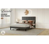Levede Minimalist Upholstered Bed Frame Collection: Button-Tufted Style /Double