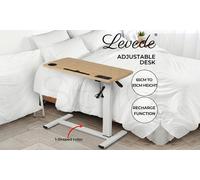 Levede Mobile Gas Lift Adjustable Desk: Oak natural grain finish