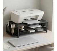Levede Monitor Riser Desk Organiser With Drawer Metal Monitor Stand Black