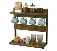Levede Mug Holder Stand Coffee Cup Rack Storage Organiser 8 Hooks Rustic Brown