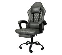 Levede Office Desk Chair PU Gaming Recliner Adjustable Height Swivel Grey