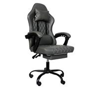 Levede Office Desk Chair PU Gaming Recliner Adjustable Height Swivel in Grey Levede Grey